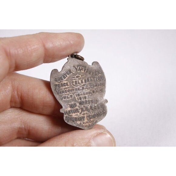 Antique 1919 Greater Vancouver B.C. Peace Celebration fob, bronze commemorative - Picture 3 of 6